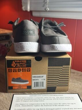 Volcom Workwear Chill Composite Toe Slip On Work Shoes Grey Canvas Size 11W
